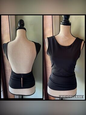 Sleek Black Women's Sleeveless Ruched Tank Top